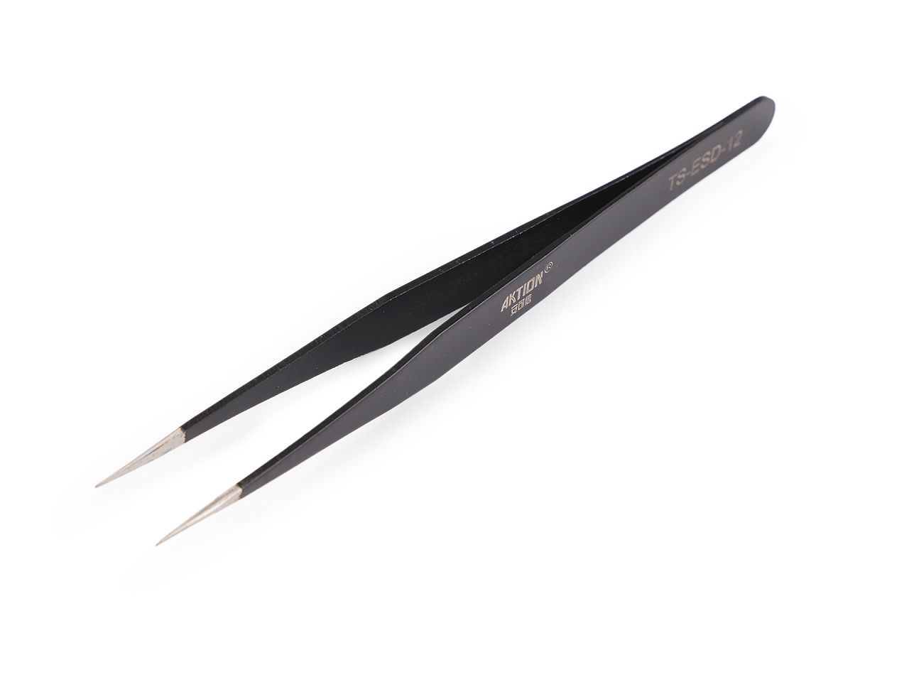 Penseta metalica cu varf subtire, dreapta, curbata, 13,5 cm - Negru (1 Bucată)