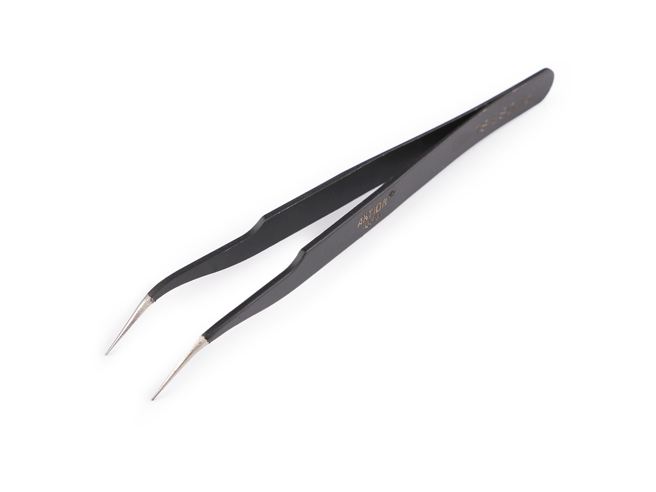 Penseta metalica cu varf subtire, dreapta, curbata, 13,5 cm - Negru (1 Bucată)