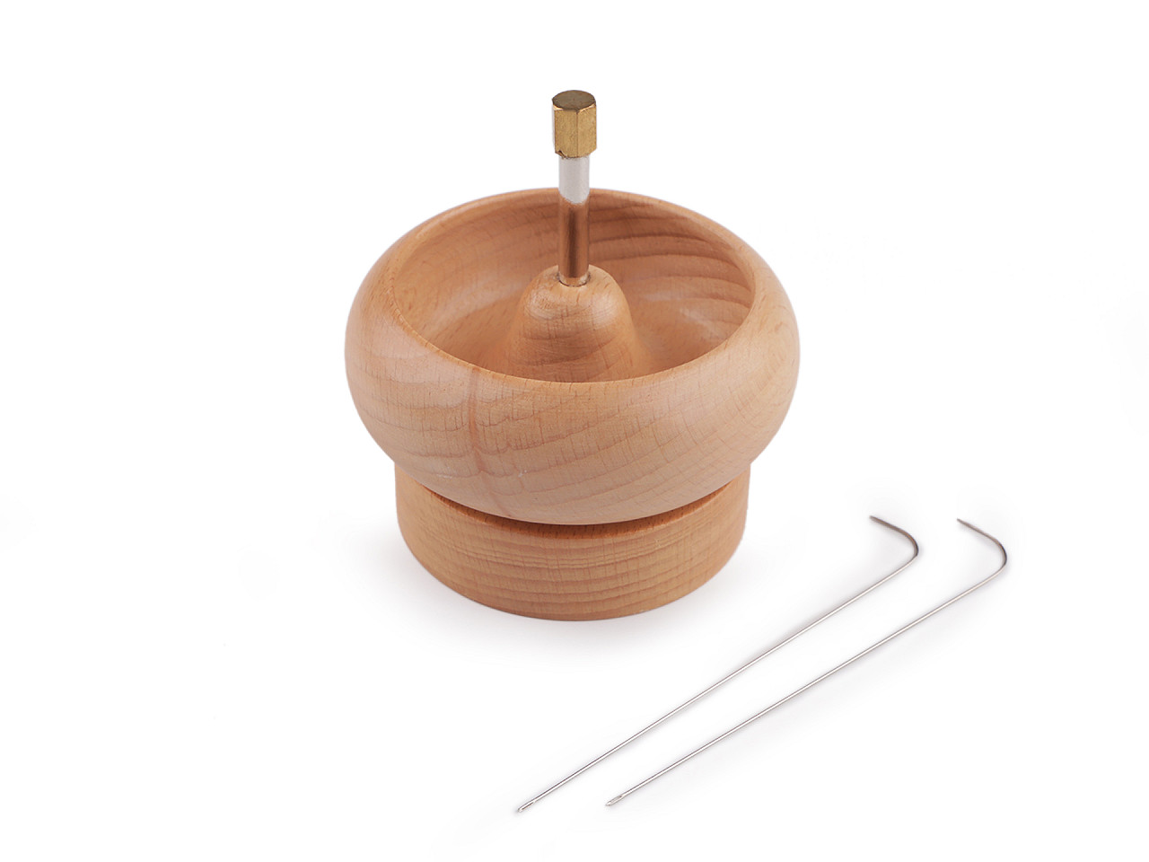 Dispozitiv din lemn pentru însăilat mărgele de nisip ø9 cm cu ac - Natur (1 Bucată)