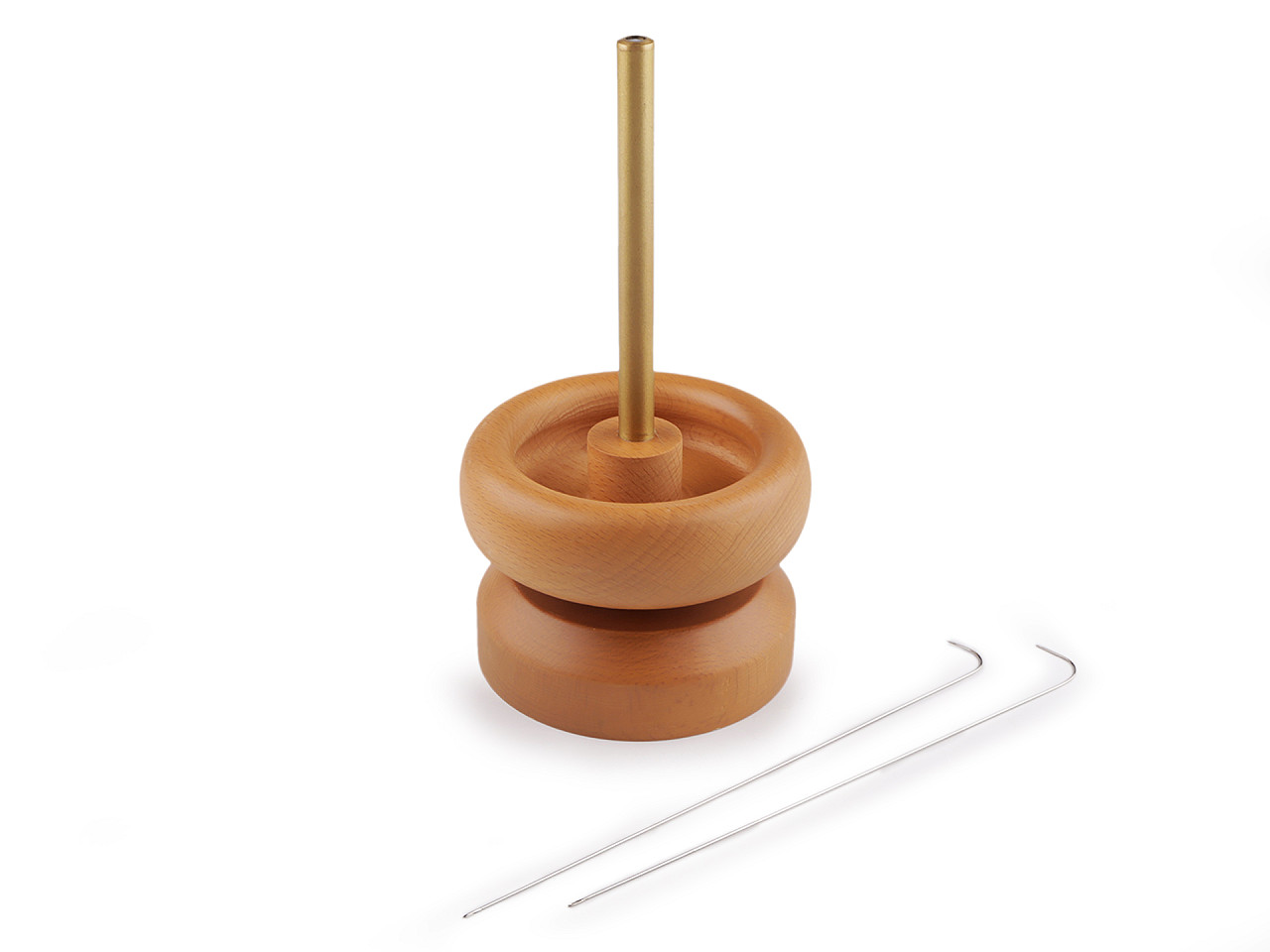 Dispozitiv din lemn pentru însăilat mărgele de nisip ø9 cm cu ac - Natur (1 Bucată)