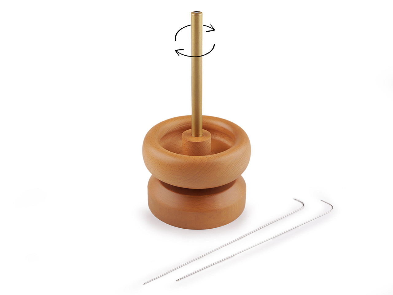 Dispozitiv din lemn pentru însăilat mărgele de nisip ø9 cm cu ac - Natur (1 Bucată)