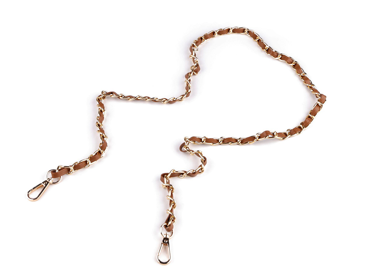 Curea din piele cu lant si carabine, pentru genti si telefoane mobile, latime 2 cm - Alb (1 Bucată)