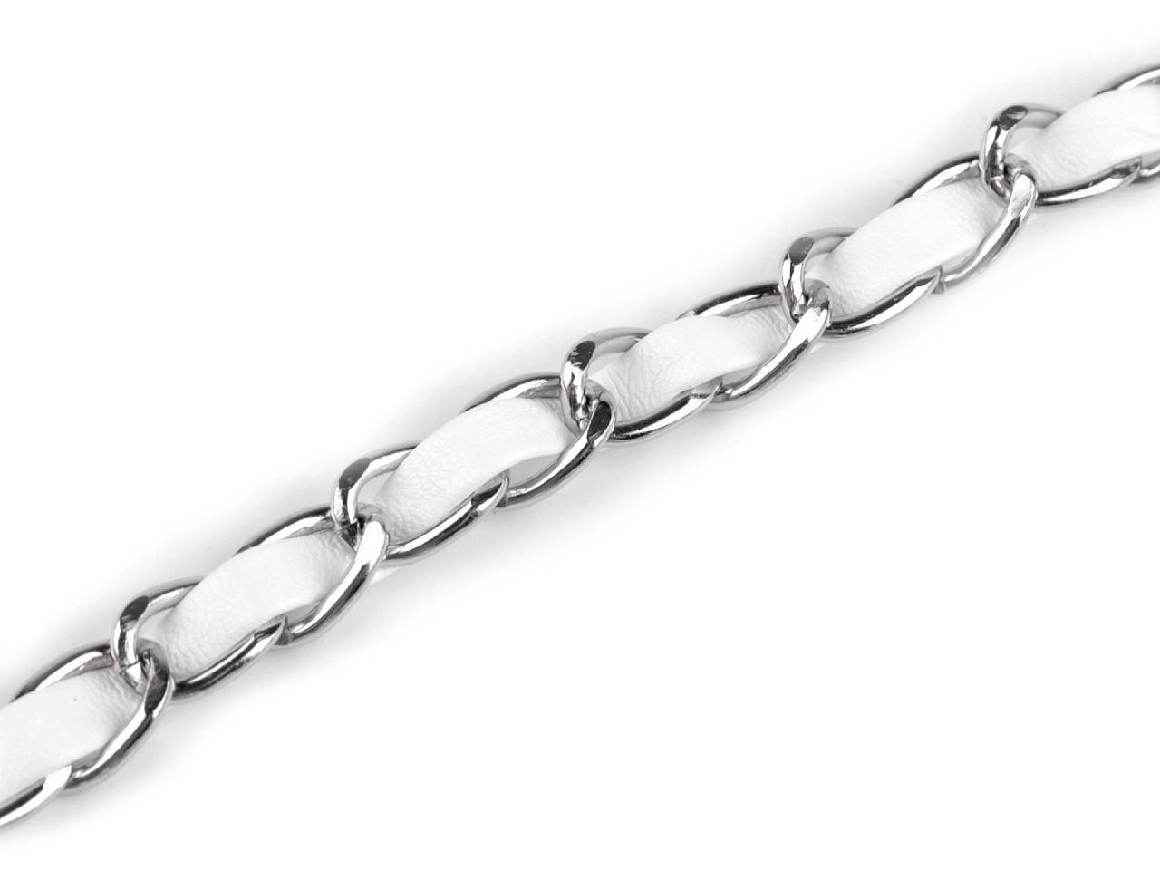 Curea din piele cu lant si carabine, pentru genti si telefoane mobile, latime 2 cm - Alb (1 Bucată)