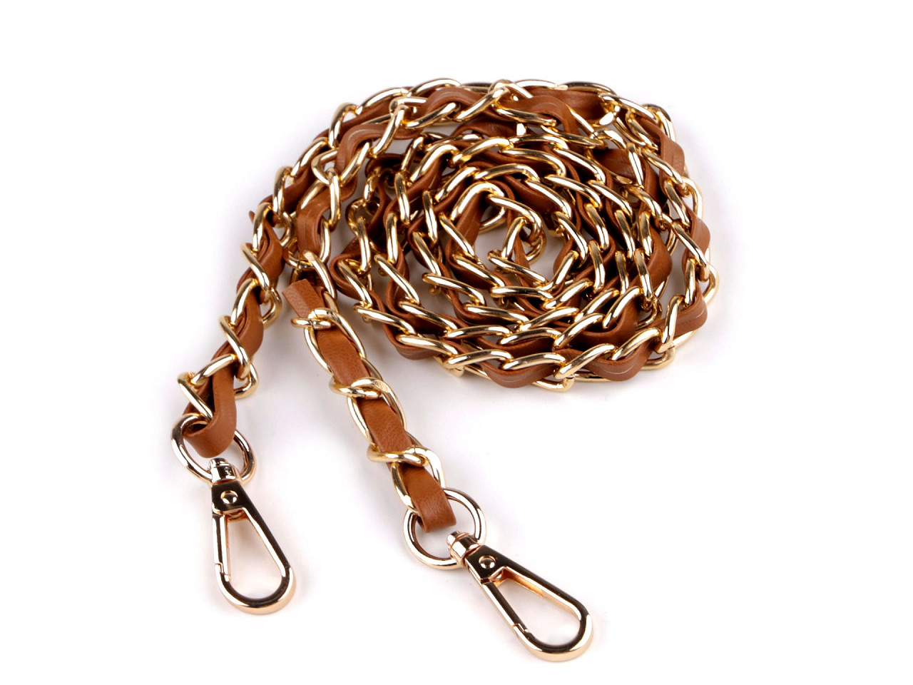 Curea din piele cu lant si carabine, pentru genti si telefoane mobile, latime 2 cm - Alb (1 Bucată)