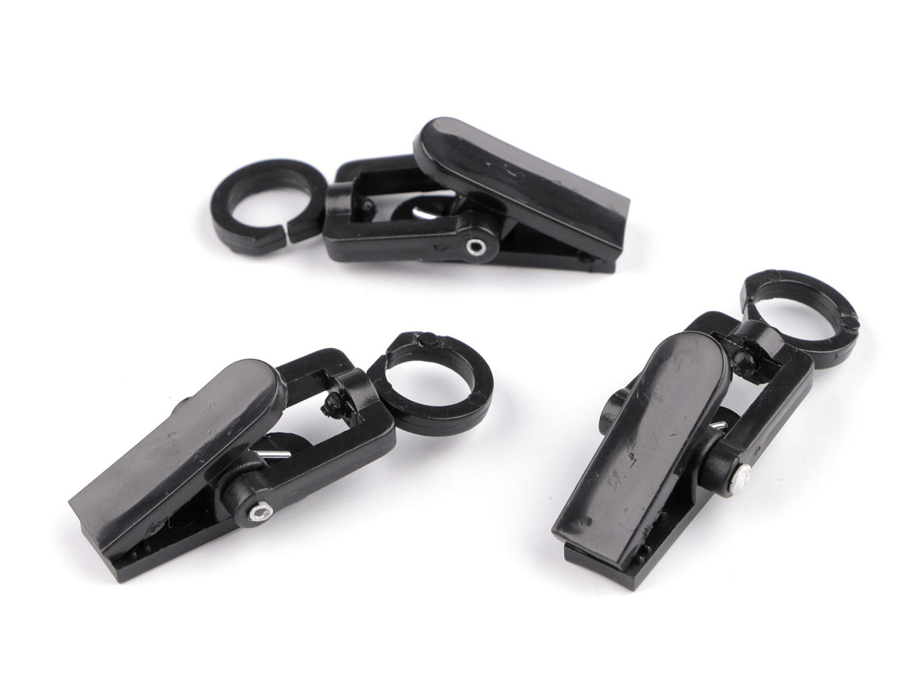 Carlige din plastic pentru perdele cu cârlig - Negru (10 Bucăți)