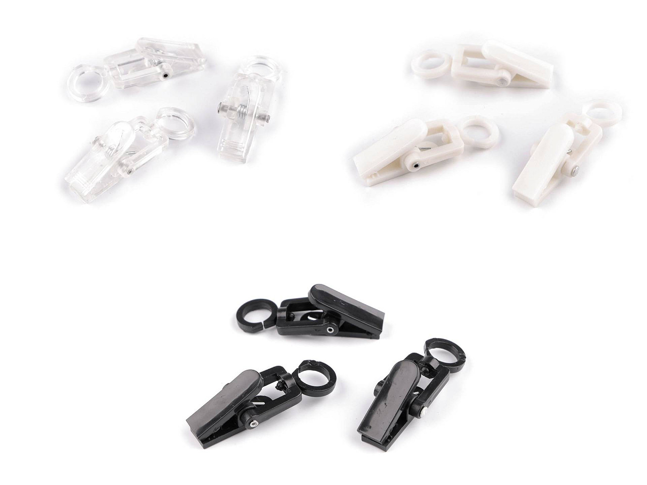 Carlige din plastic pentru perdele cu cârlig - Negru (10 Bucăți)