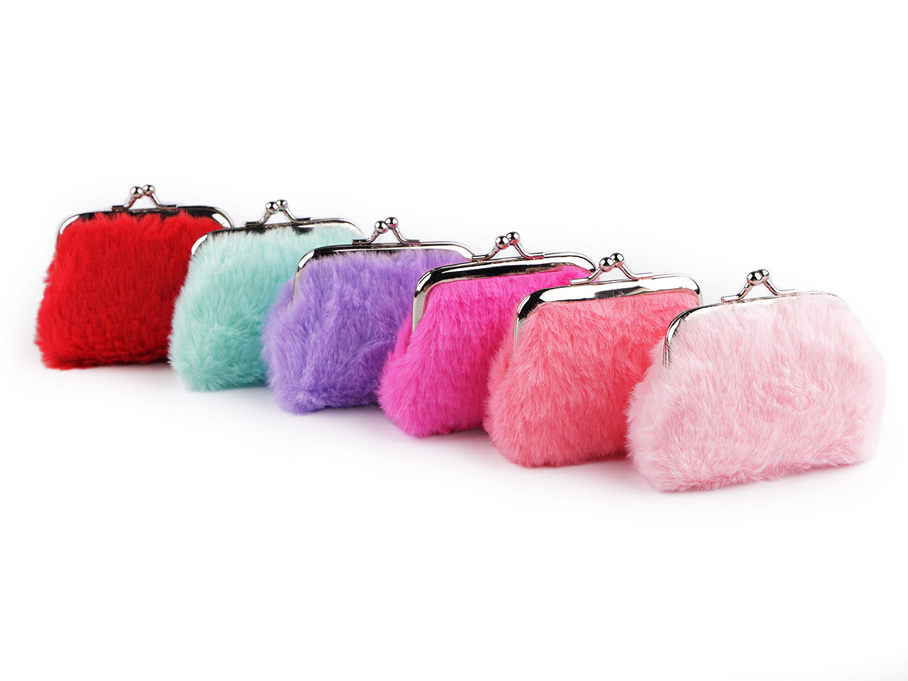 Portofel mic  pentru monede, pluș - Roz (1 Bucată)