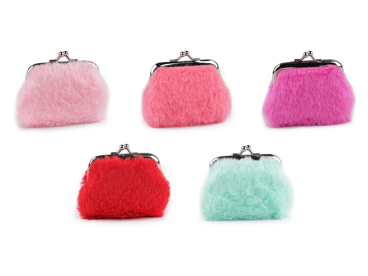 Portofel mic  pentru monede, pluș - Roz (1 Bucată)