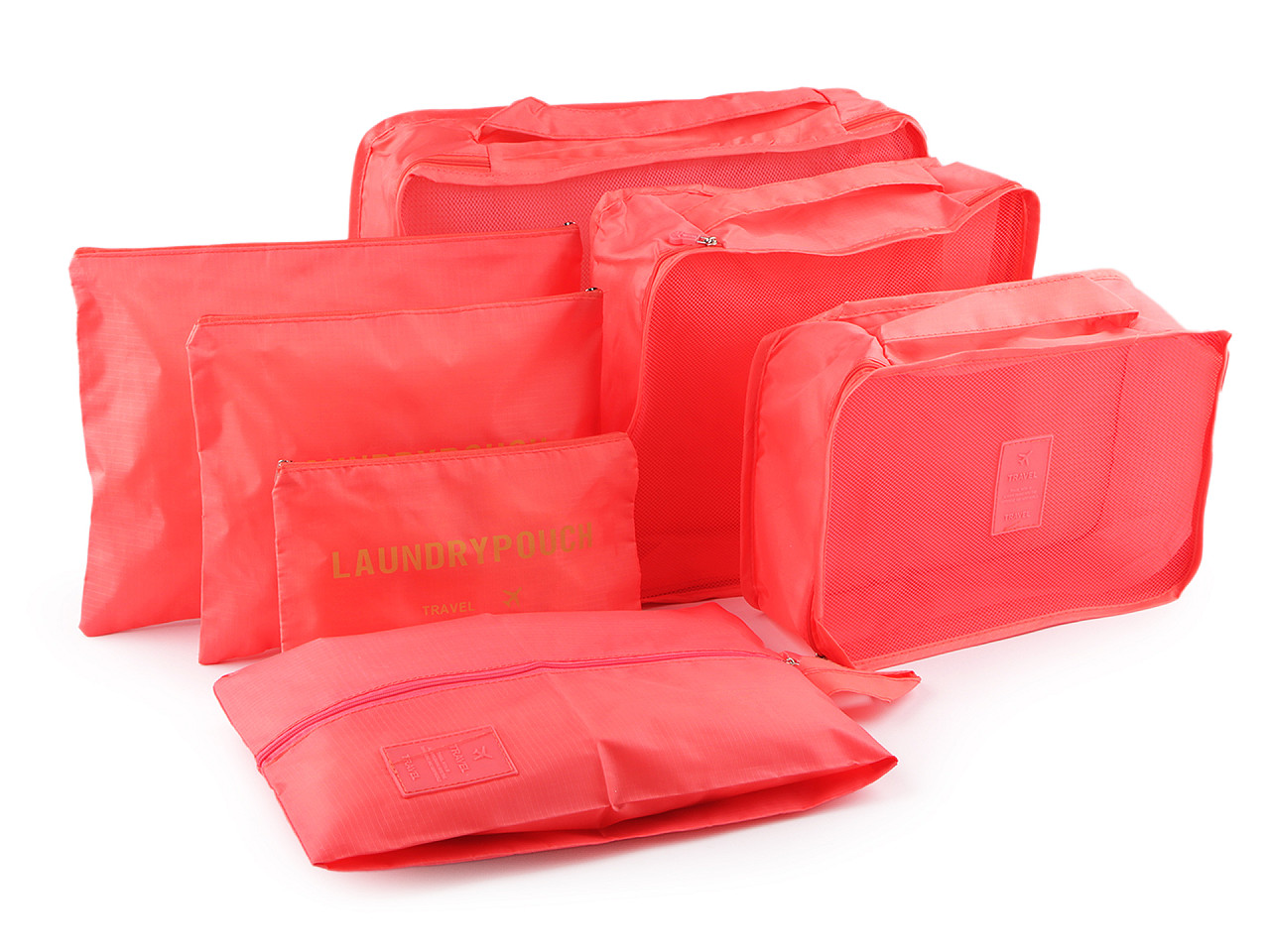 Set de 7 organizatoare pentru valiza de voiaj - Roșu coral (1 Set)