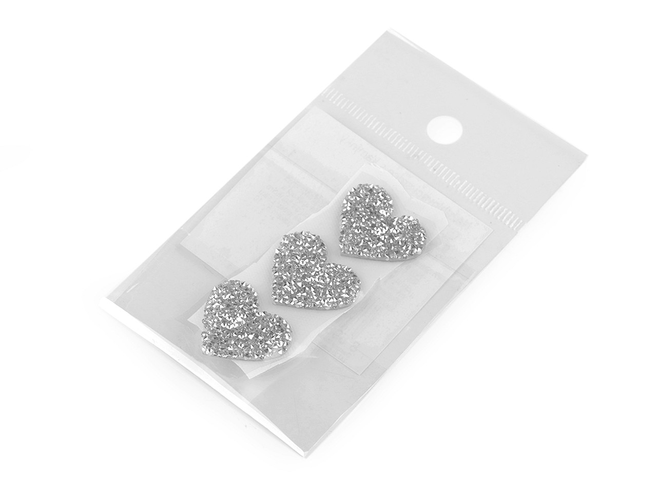 Aplicație termoadezivă inimă cu strasuri - Negru (10 Bucăți)