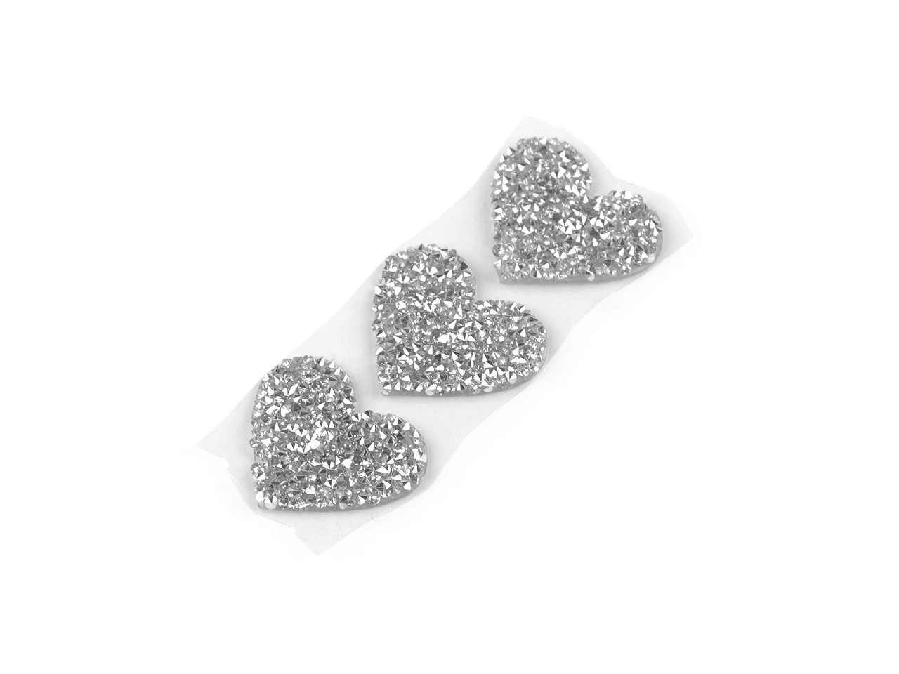 Aplicație termoadezivă inimă cu strasuri - Negru (10 Bucăți)