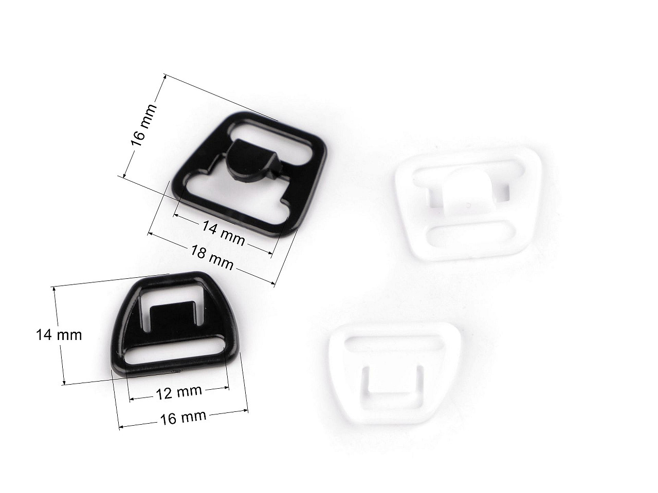 Inchizatoare din plastic pentru lenjerie intima/sutiene de alaptare, latime 12 mm - Negru (10 Perechi)