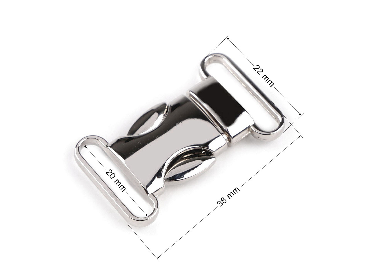 Catarama trident din metal, latime 20 mm - Nichel (10 Perechi)