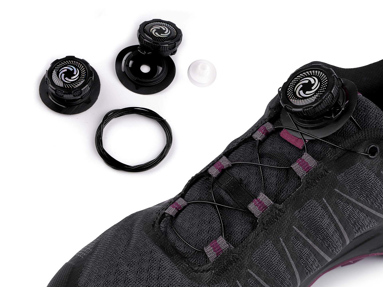 Șireturi  cu autostrangere, închidere prin răsucire - Alb (1 Pereche)