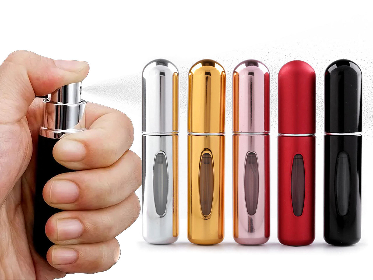 Atomizor de parfum de călătorie reîncărcabil 8 cm - Argintiu (1 Bucată)