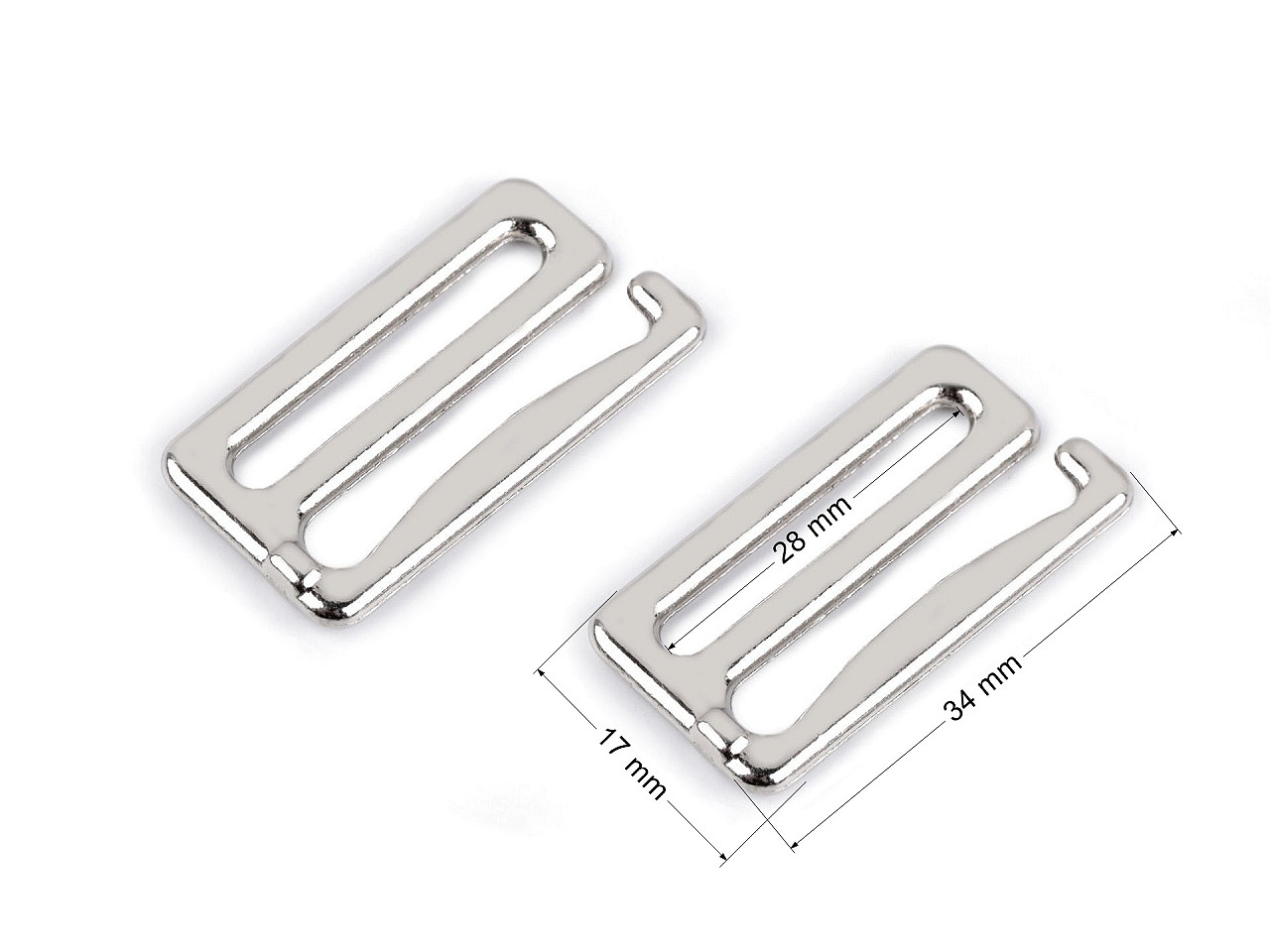 Închizătoare pentru costum de baie și lenjerie intimă, lățime 28 mm - Nichel (10 Bucăți)