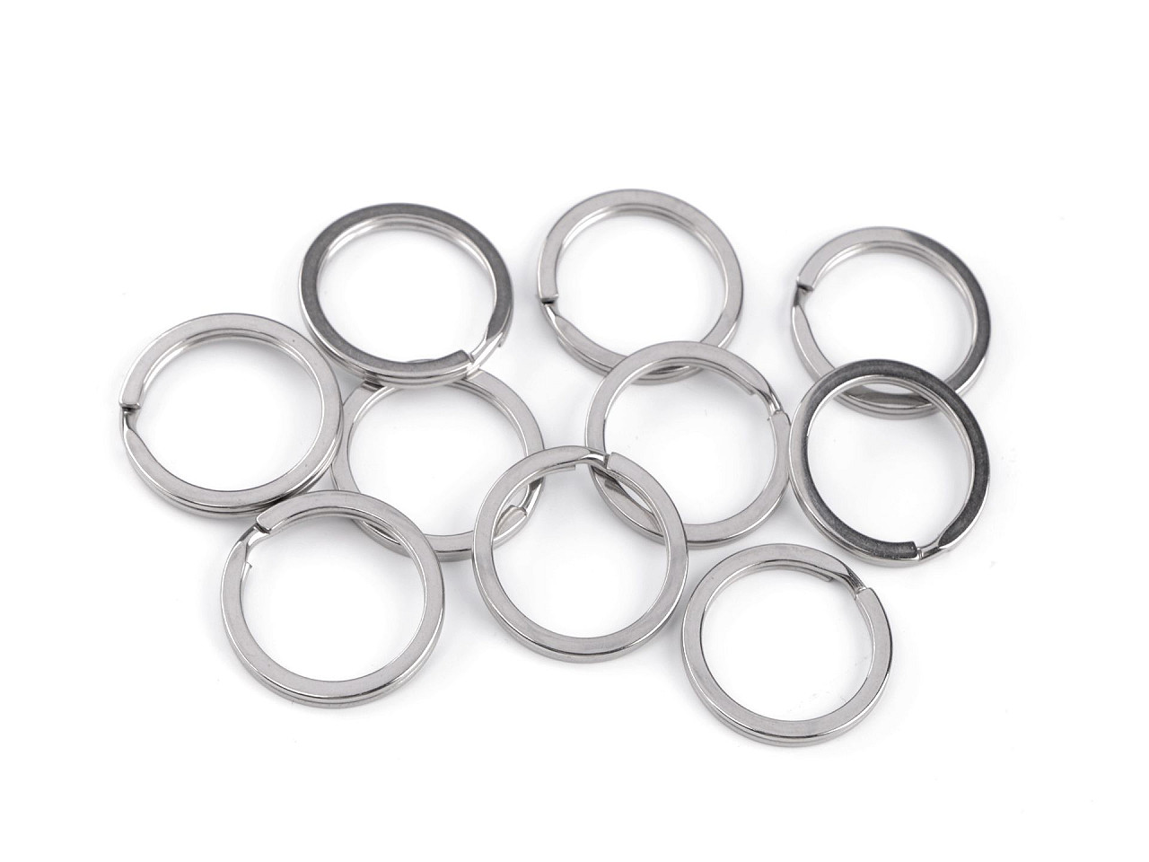 Inel pentru chei din oțel chirurgical ø25; 28; 32 mm plat - Nichel (50 Bucăți)