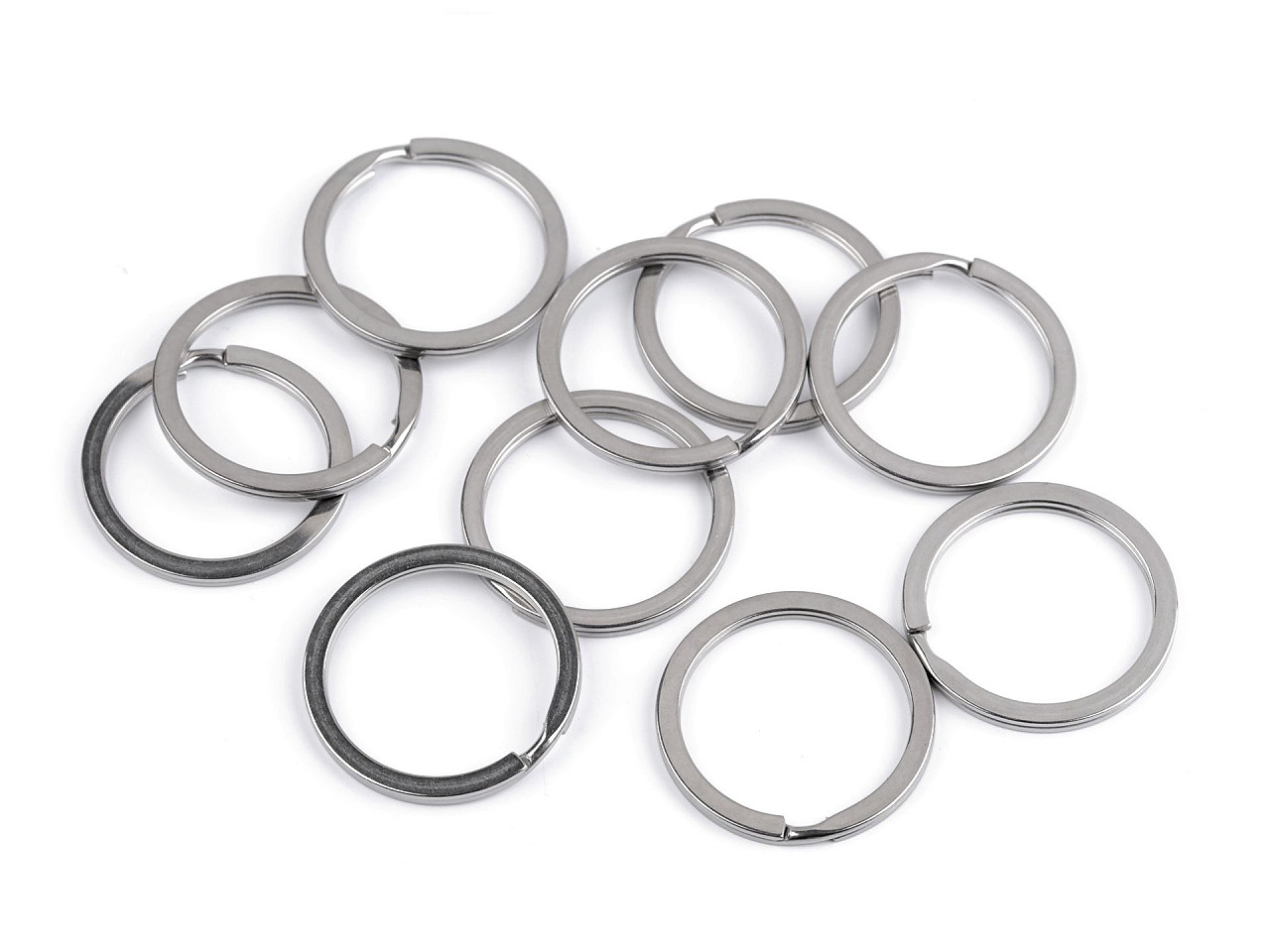 Inel pentru chei din oțel chirurgical ø25; 28; 32 mm plat - Nichel (50 Bucăți)