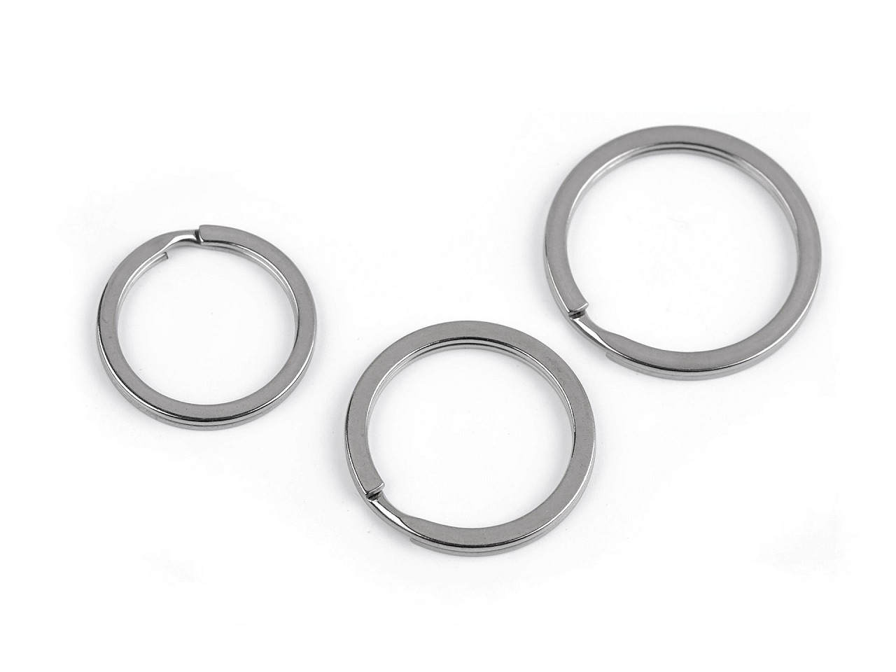Inel pentru chei din oțel chirurgical ø25; 28; 32 mm plat - Nichel (50 Bucăți)