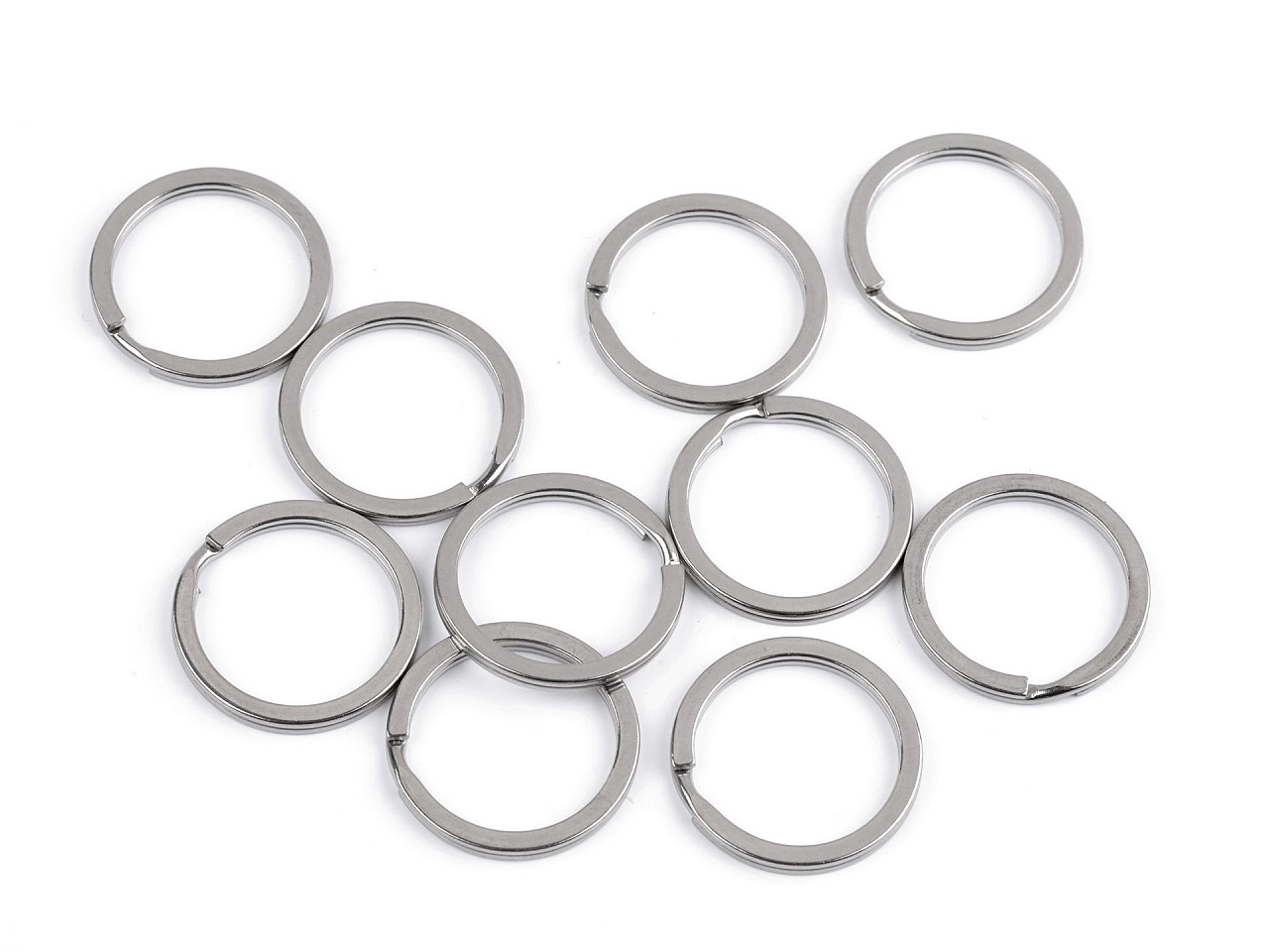 Inel pentru chei din oțel chirurgical ø25; 28; 32 mm plat - Nichel (50 Bucăți)