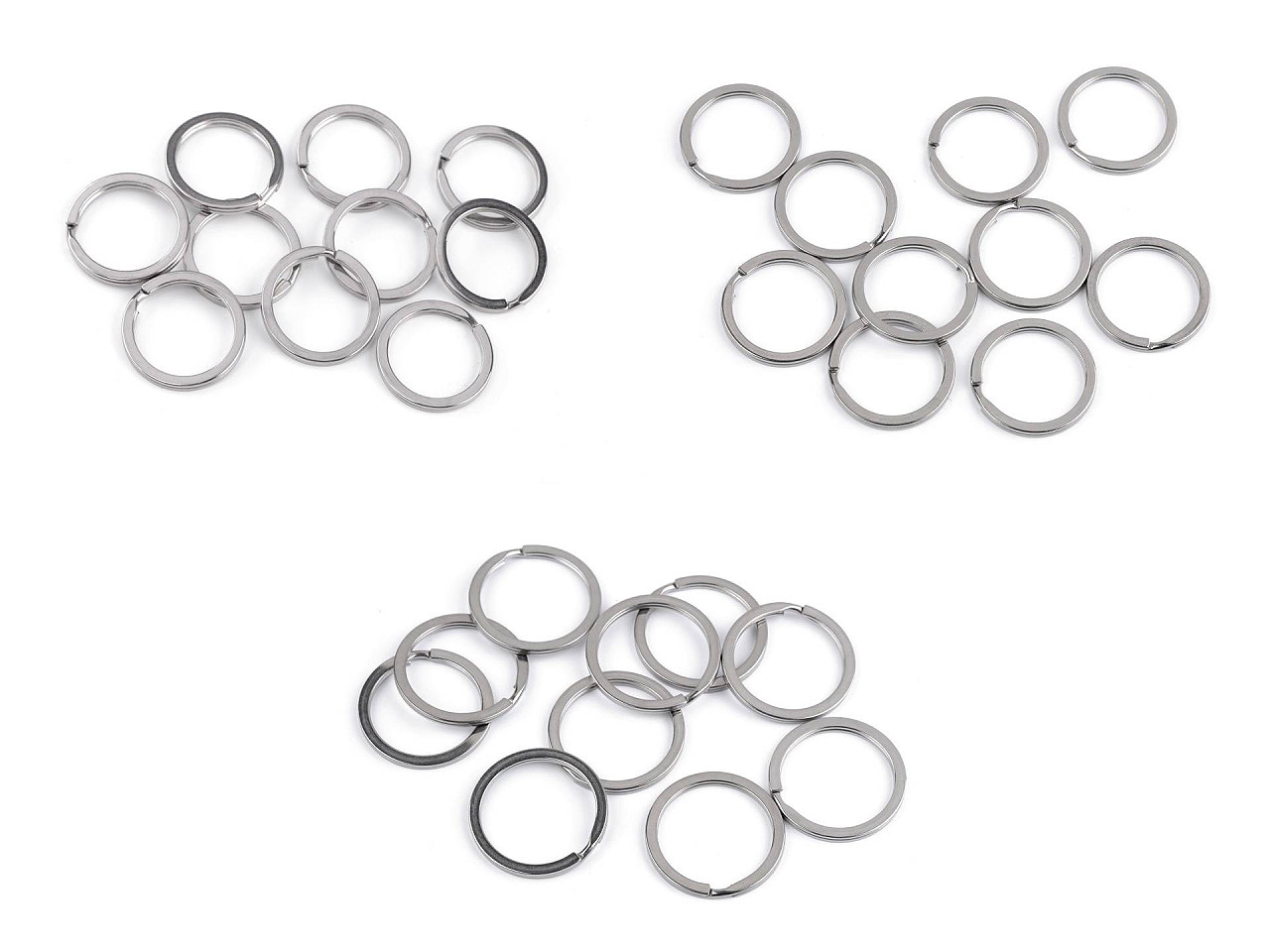 Inel pentru chei din oțel chirurgical ø25; 28; 32 mm plat - Nichel (50 Bucăți)