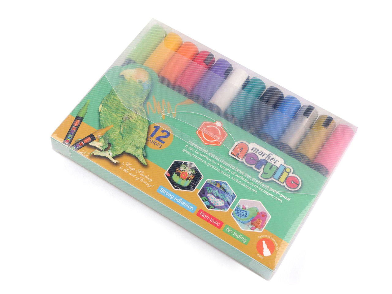 Set de 12 markere acrilice creative, 4 mm - Mix (1 Set)