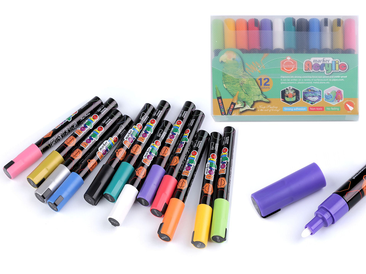 Set de 12 markere acrilice creative, 4 mm - Mix (1 Set)