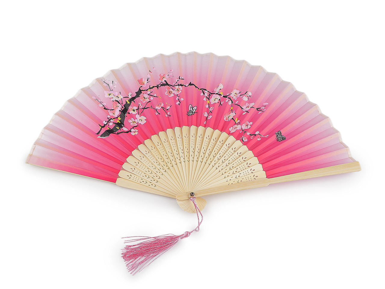 Evantai textil cu detalii metalice - Roșu (1 Bucată)