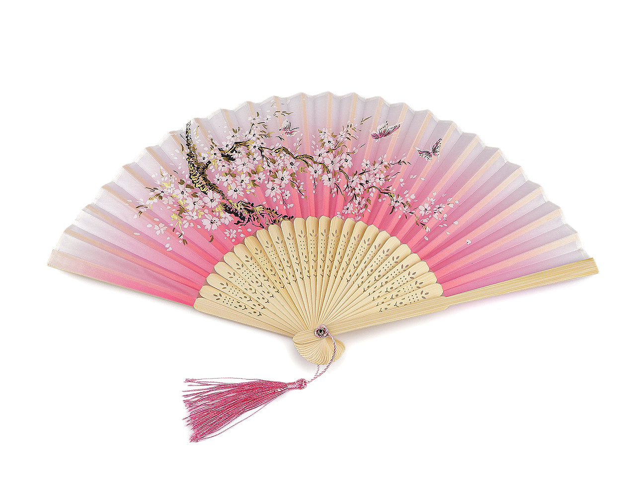 Evantai textil cu detalii metalice - Roșu (1 Bucată)