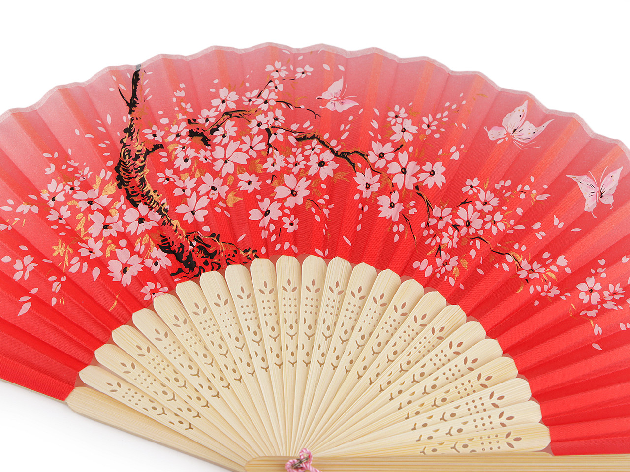 Evantai textil cu detalii metalice - Roșu (1 Bucată)