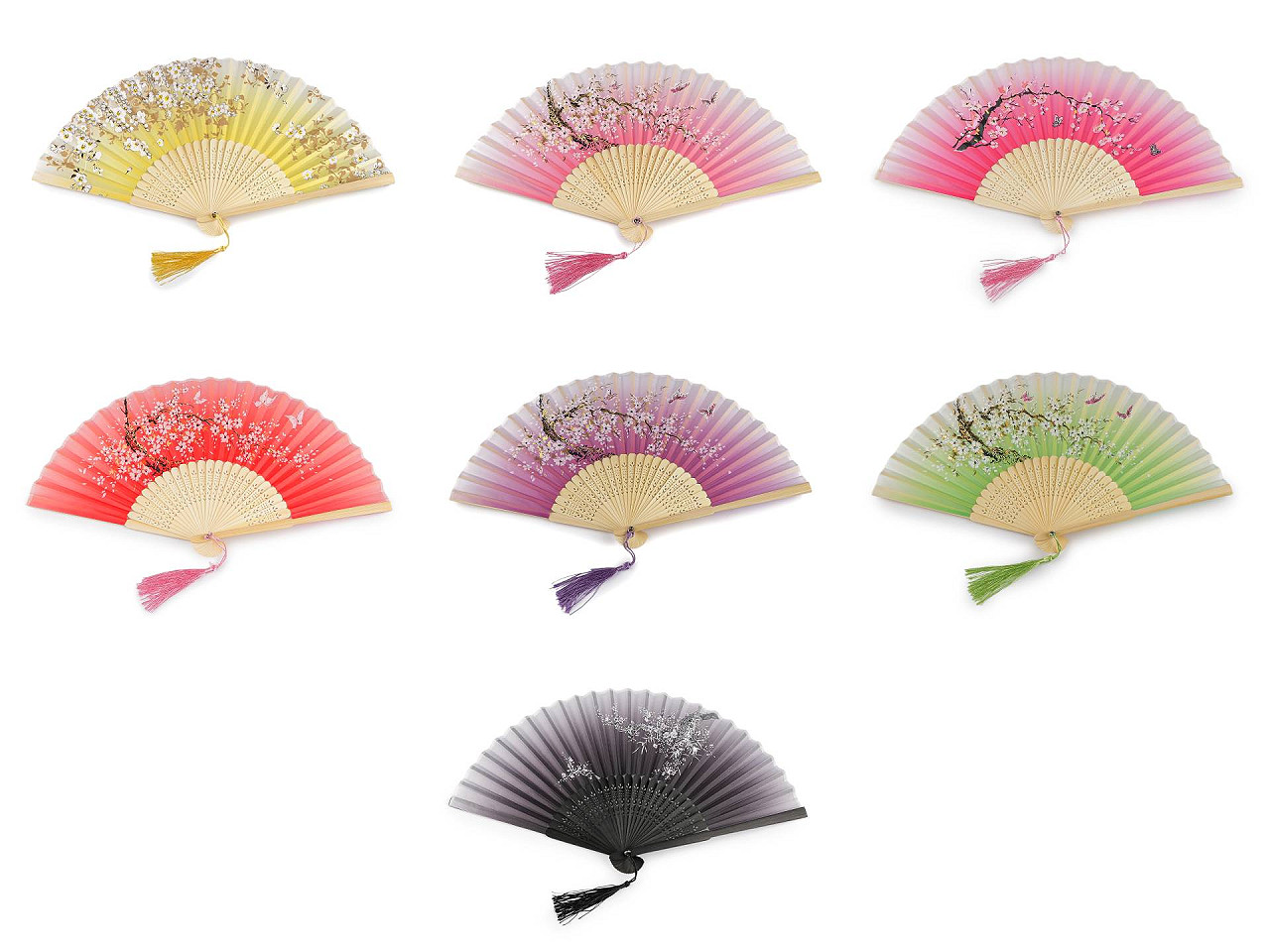 Evantai textil cu detalii metalice - Roșu (1 Bucată)