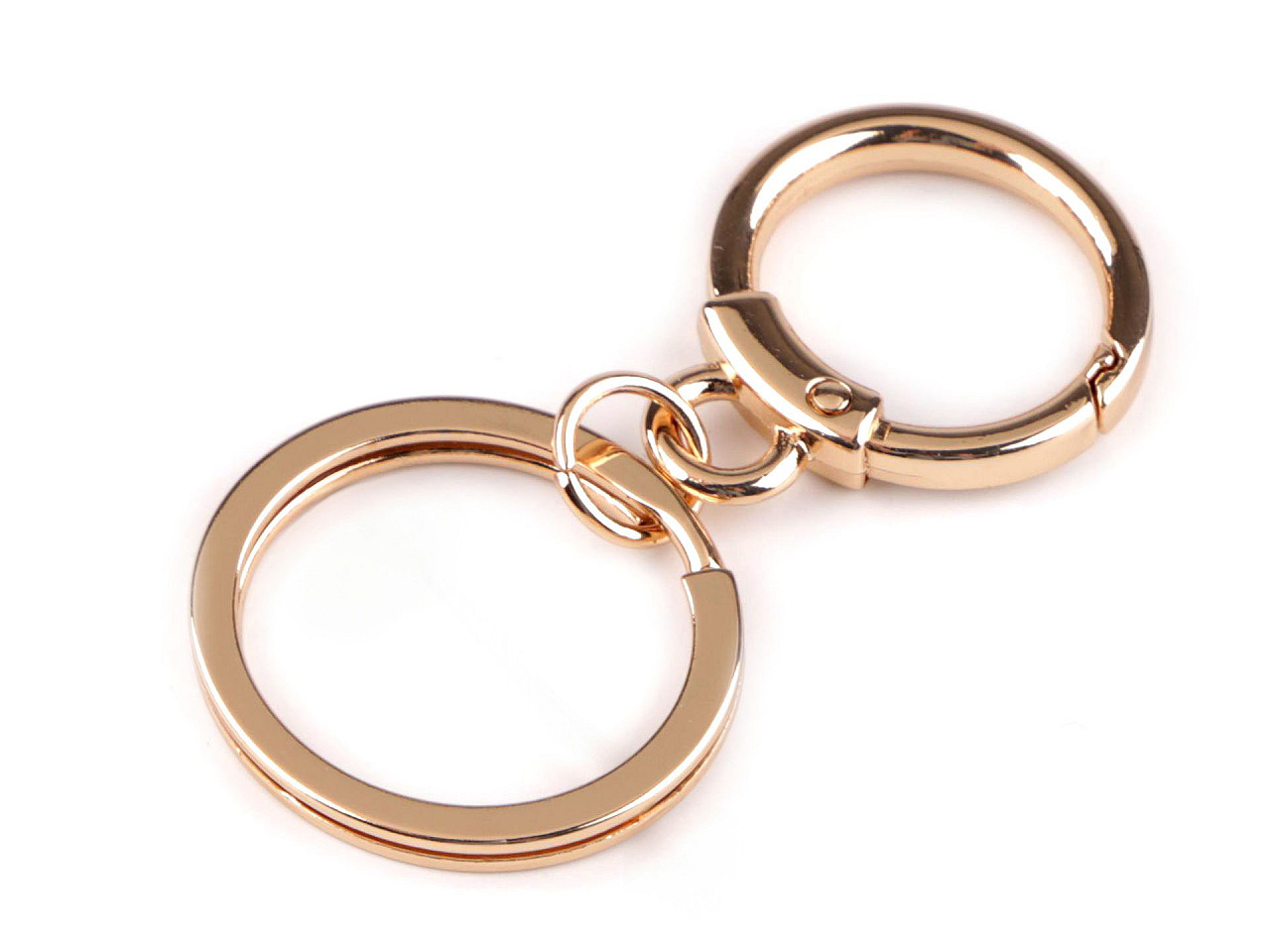Carabină metalică cu inel pentru chei - Auriu rose (10 Bucăți) Carabină metalică cu inel pentru chei - Auriu rose (10 Bucăți)
