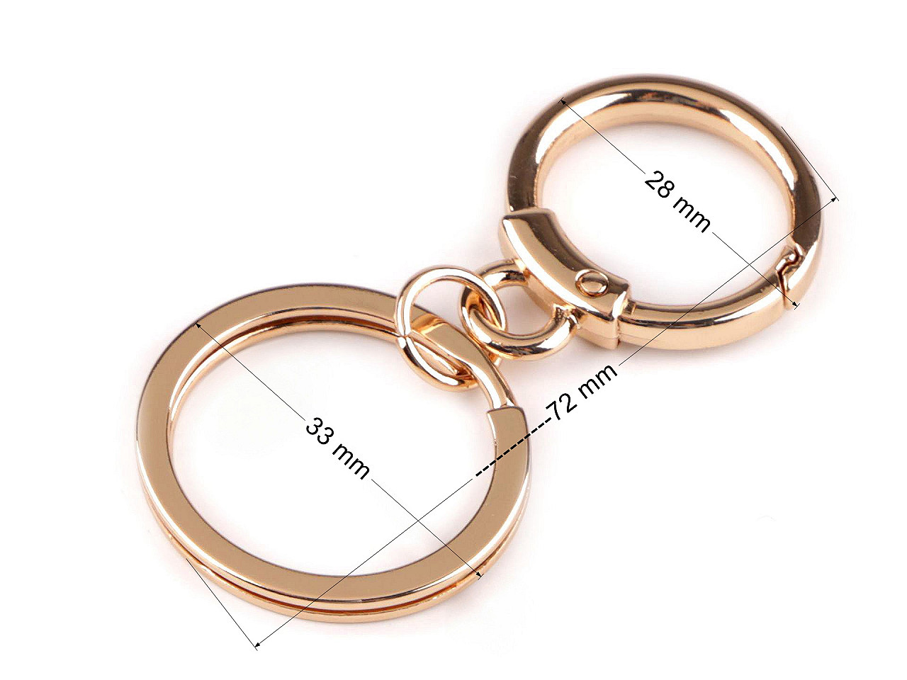 Carabină metalică cu inel pentru chei - Auriu rose (10 Bucăți) Carabină metalică cu inel pentru chei - Auriu rose (10 Bucăți)