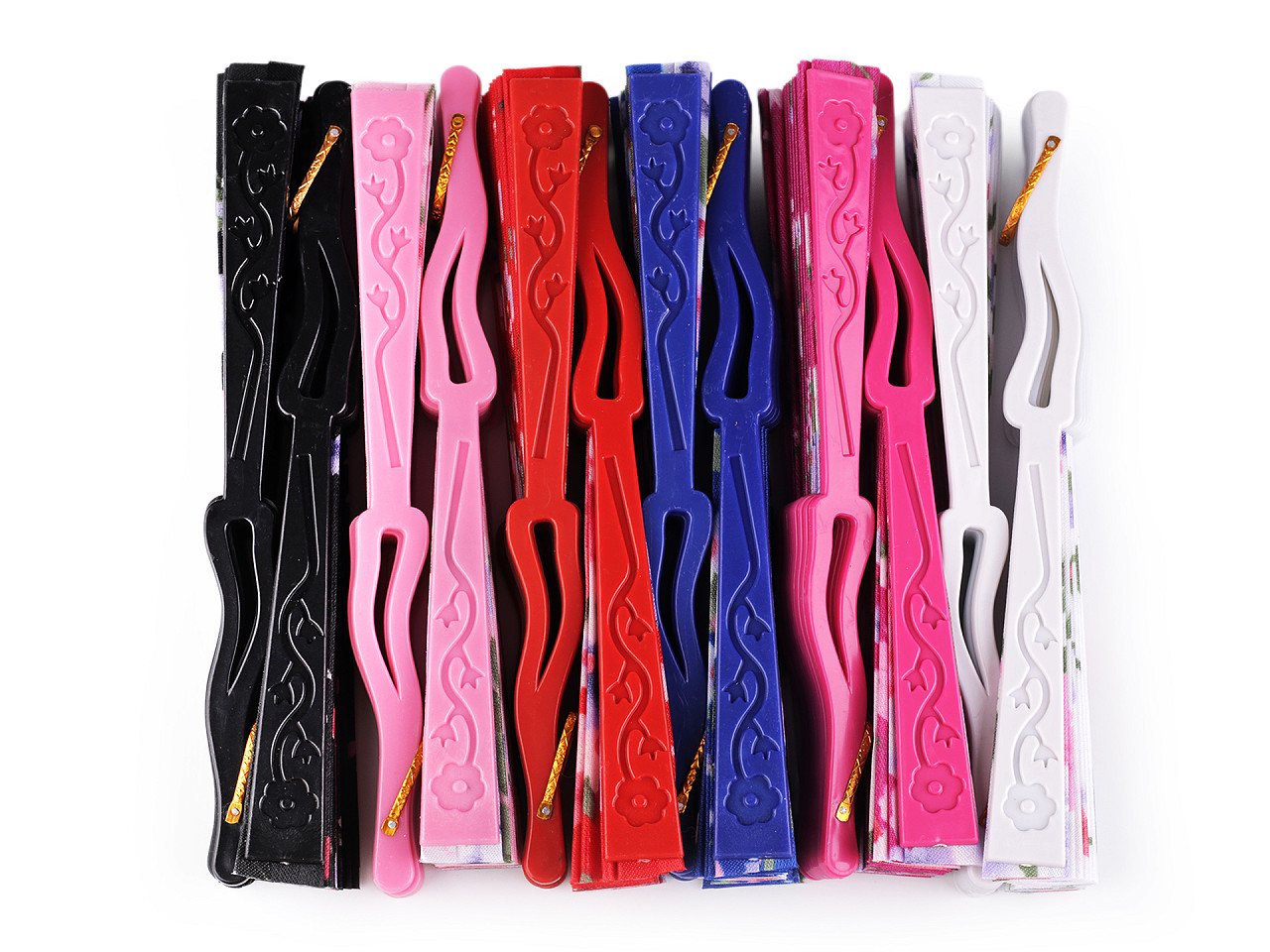 Evantai din material textil flori - Albastru cobalt (1 Bucată)