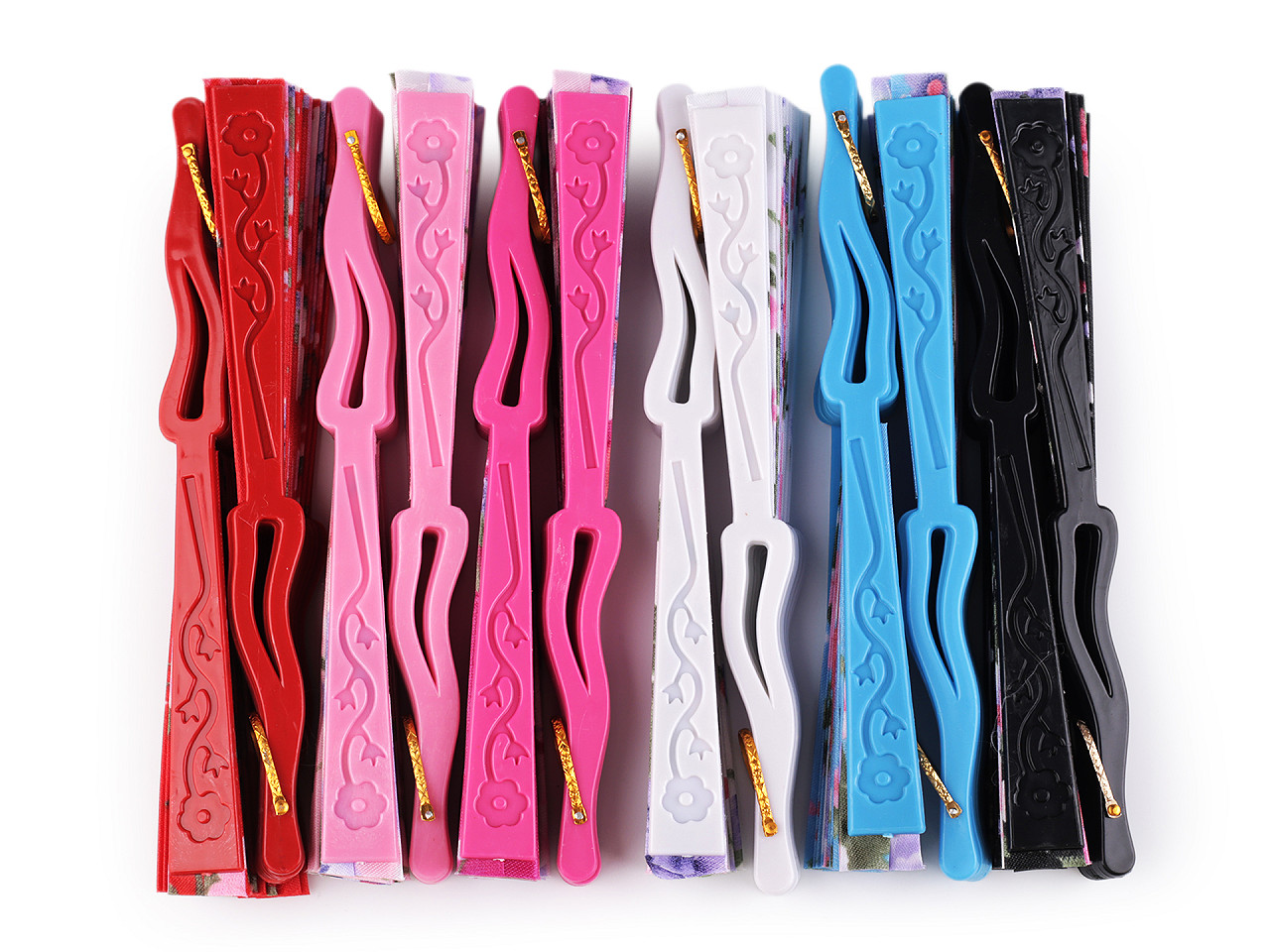 Evantai din material textil flori - Albastru cobalt (1 Bucată)