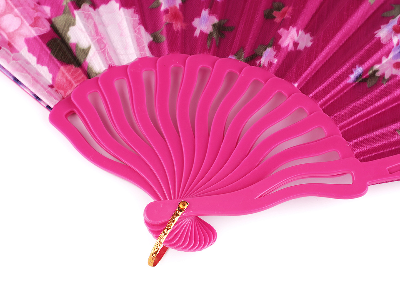 Evantai din material textil flori - Albastru cobalt (1 Bucată)