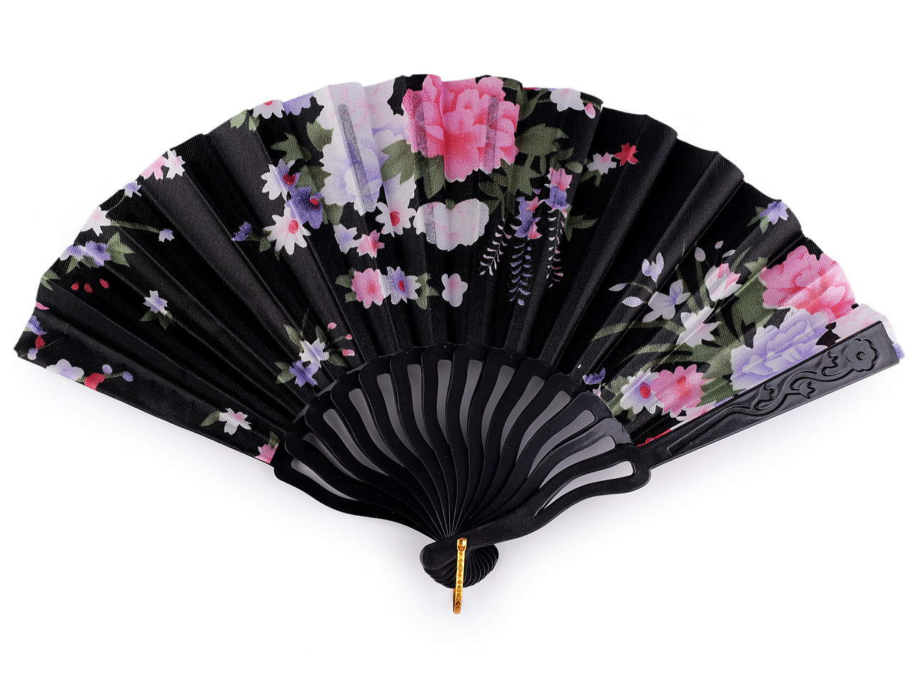 Evantai din material textil flori - Albastru cobalt (1 Bucată)