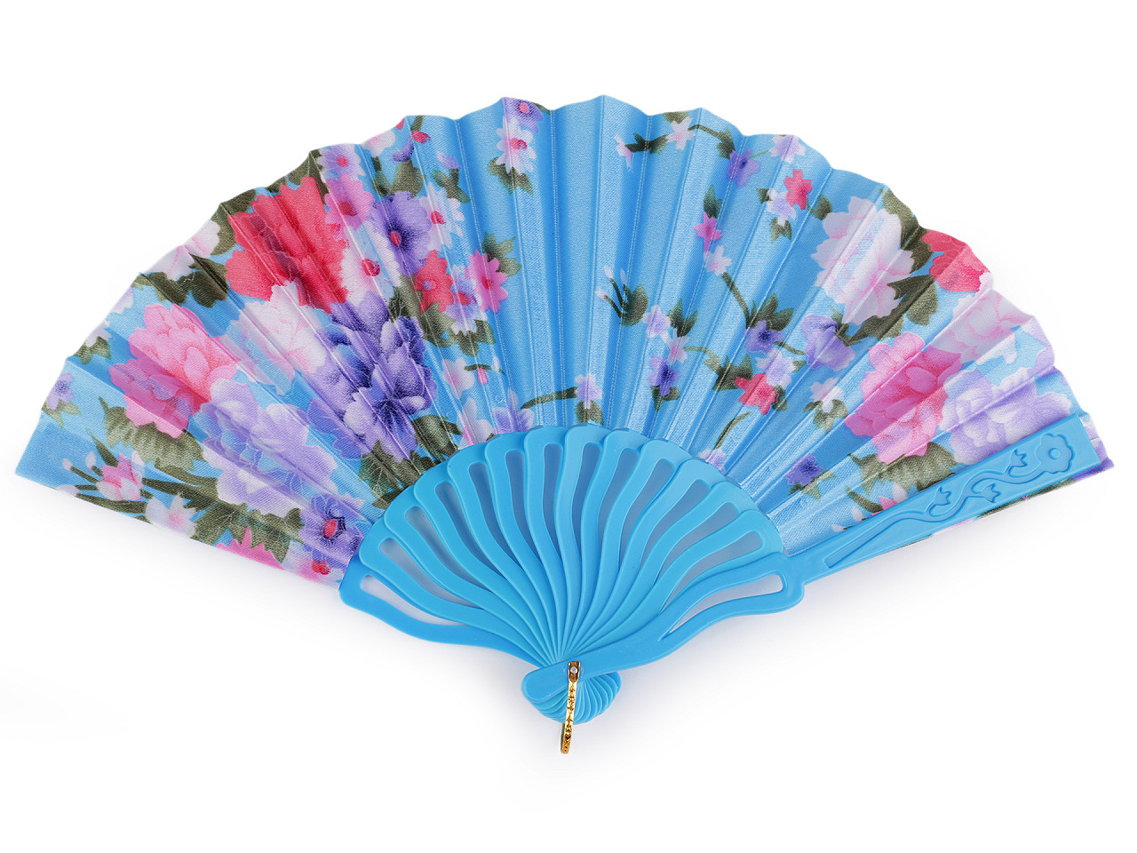 Evantai din material textil flori - Albastru cobalt (1 Bucată)