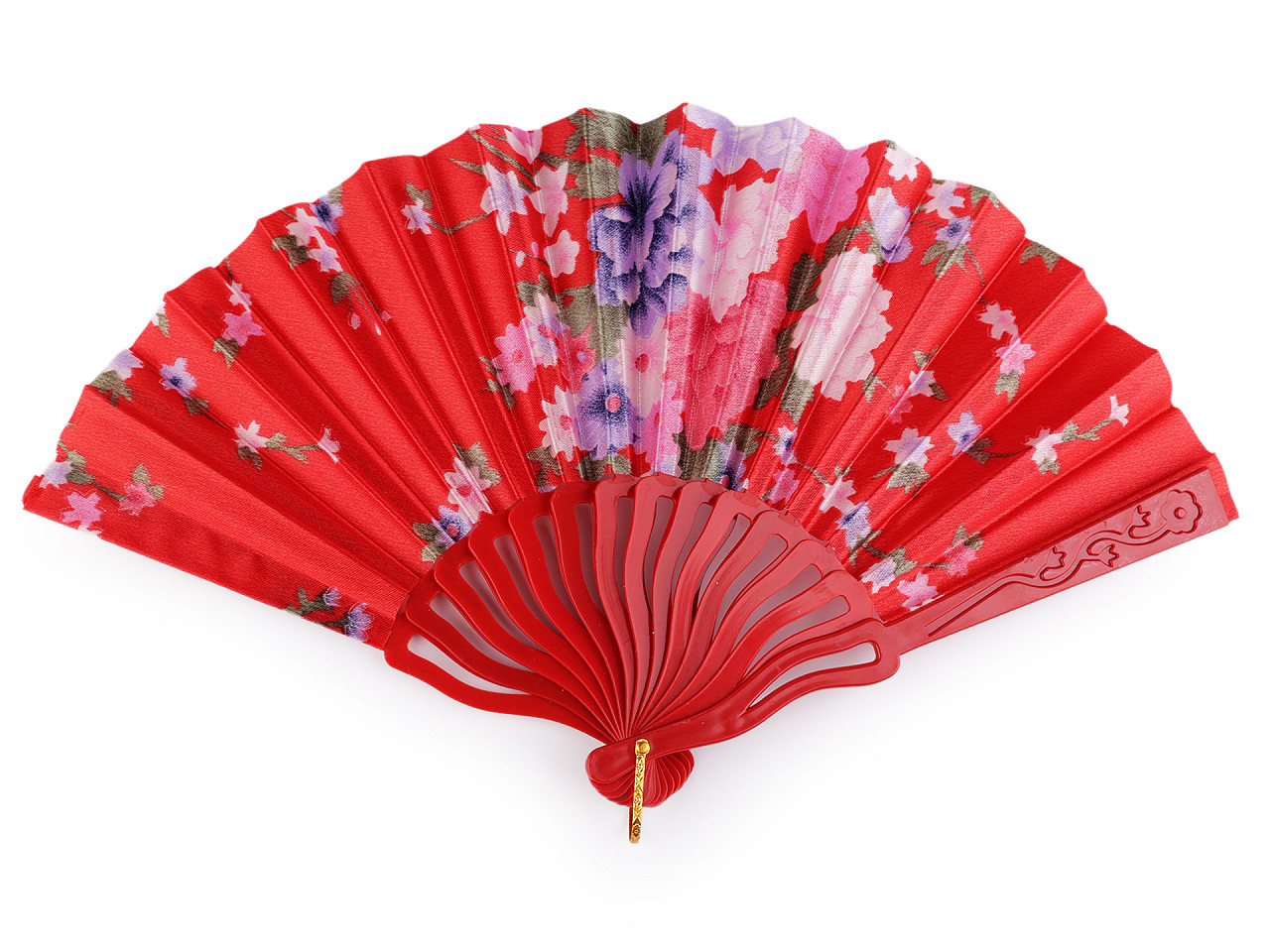 Evantai din material textil flori - Albastru cobalt (1 Bucată)