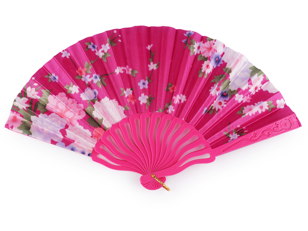 Evantai din material textil flori - Albastru cobalt (1 Bucată)