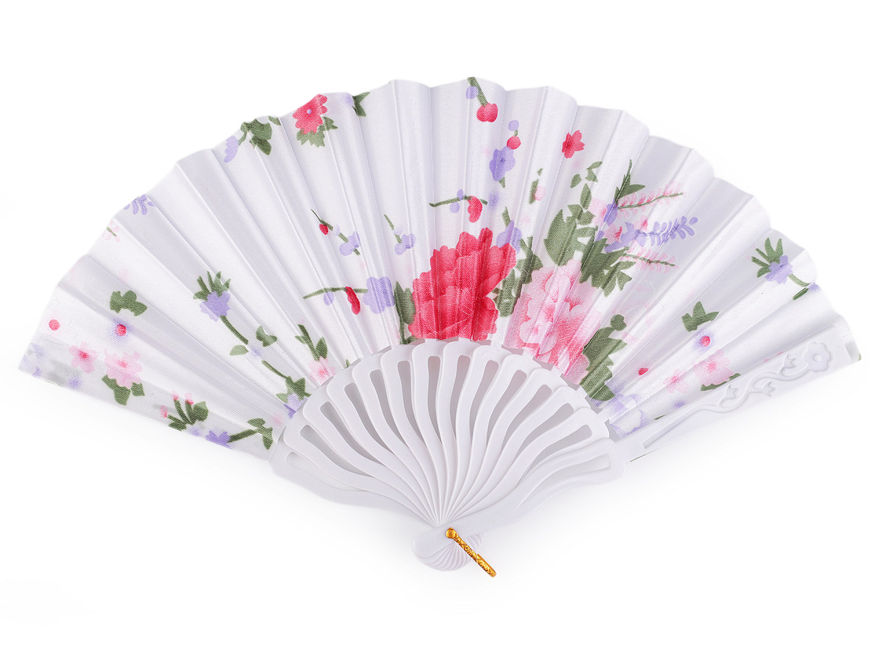 Evantai din material textil flori - Albastru cobalt (1 Bucată)