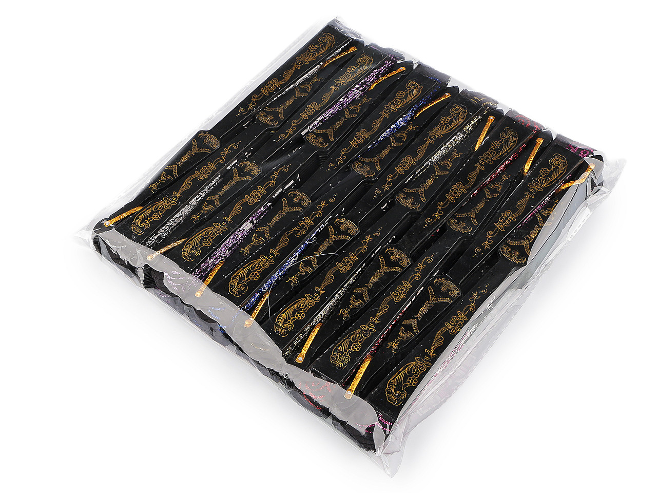 Evantai din material textil fluturi cu sclipici - Argintiu (1 Bucată)