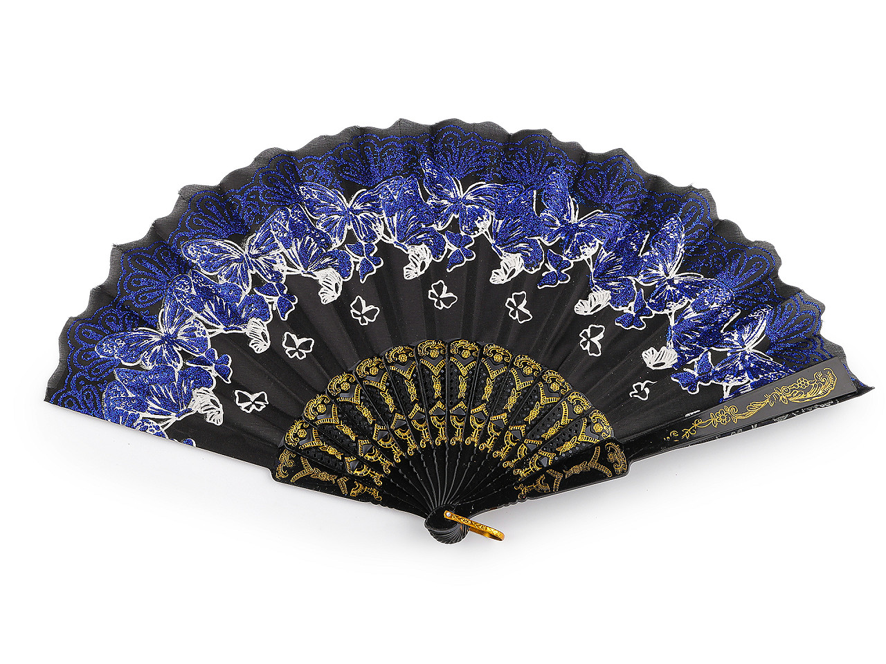 Evantai din material textil fluturi cu sclipici - Argintiu (1 Bucată)