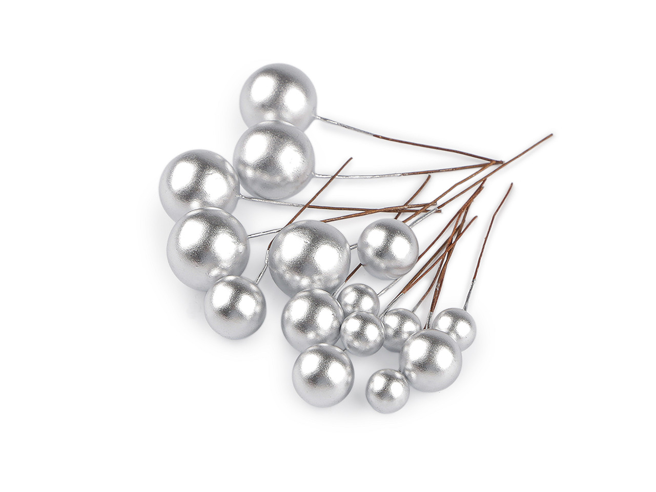 Fructe de pădure pe sârmă - mix de dimensiuni - Argintiu (1 Sac)