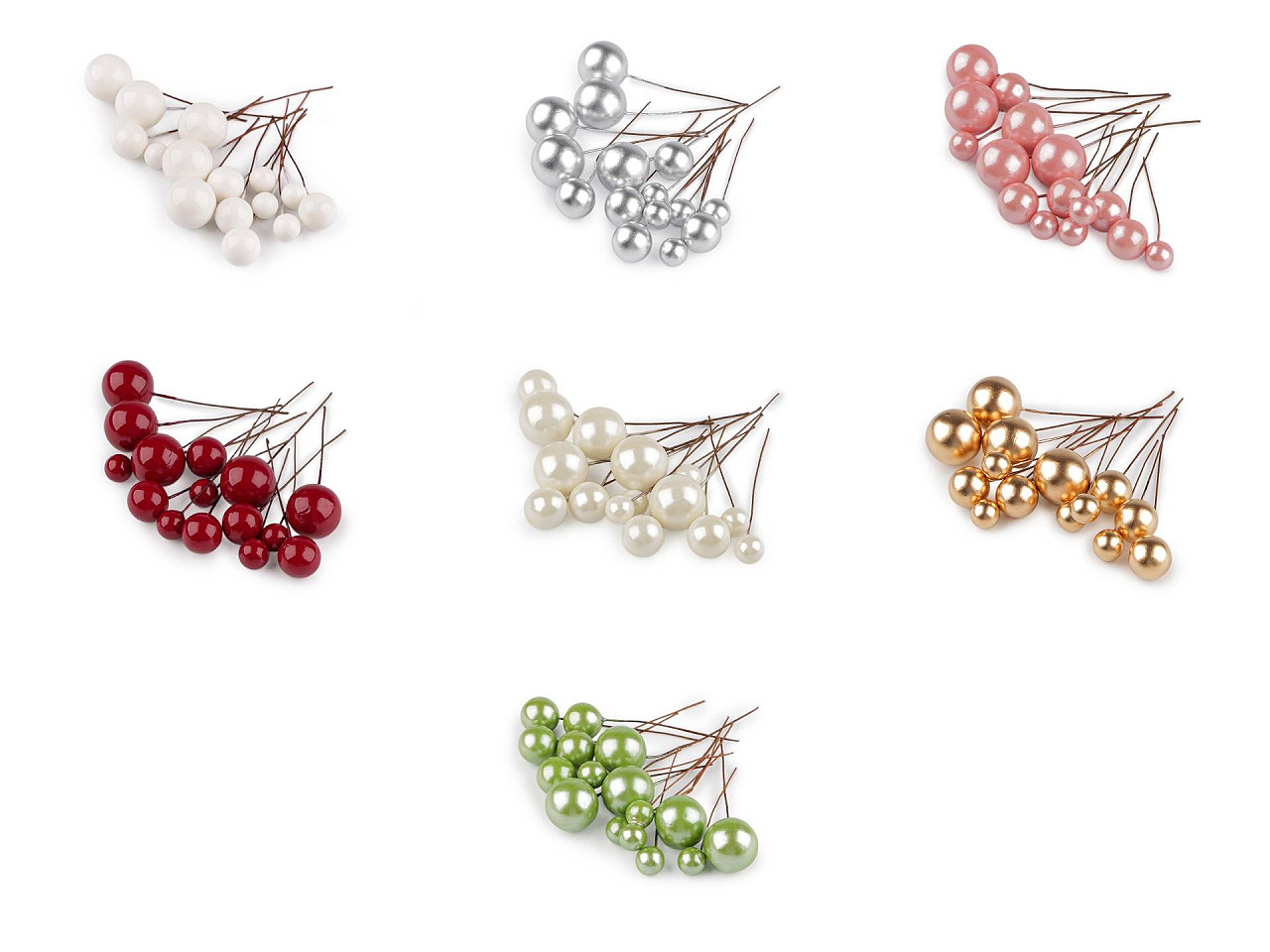 Fructe de pădure pe sârmă - mix de dimensiuni - Argintiu (1 Sac)