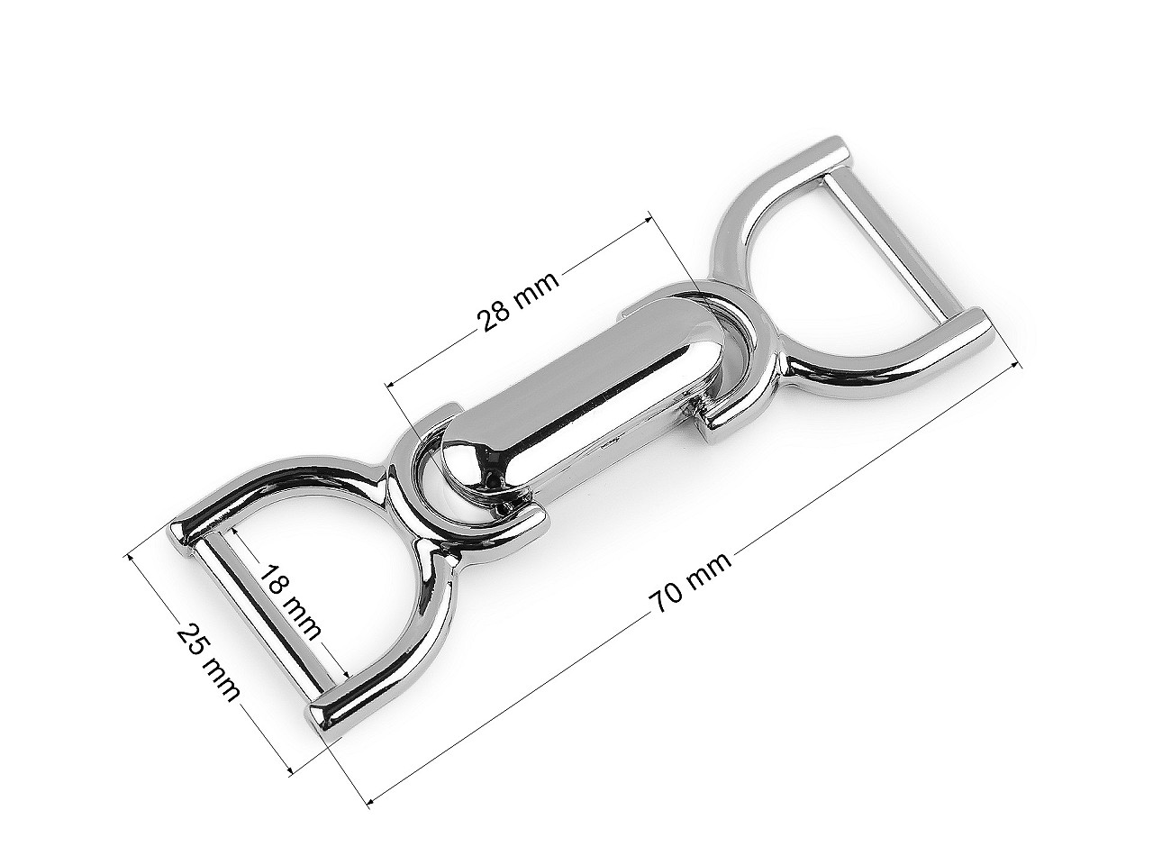 Închizătoare decorativă, lățime buclă 18 mm - Nichel (15 Perechi)