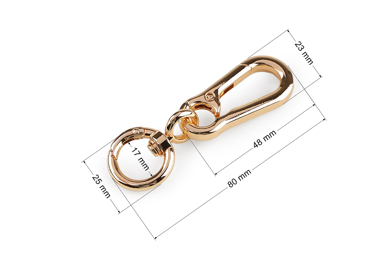 Carabină metalică pivotantă cu ochi carabină 17 mm - Auriu rose (1 Bucată)