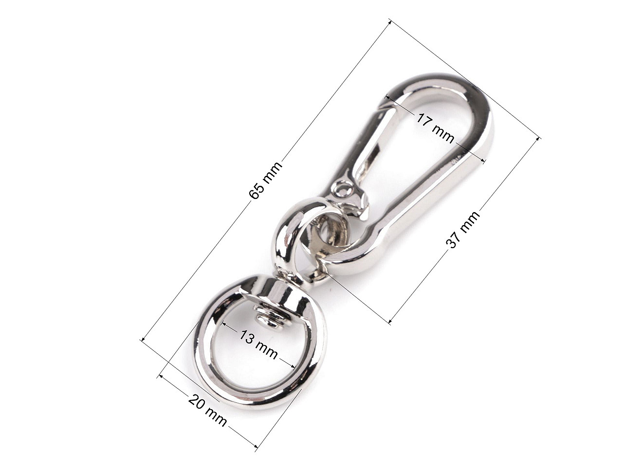 Carabină metalică cu pivot, orificiu de 13 mm - Nichel (5 Bucăți)
