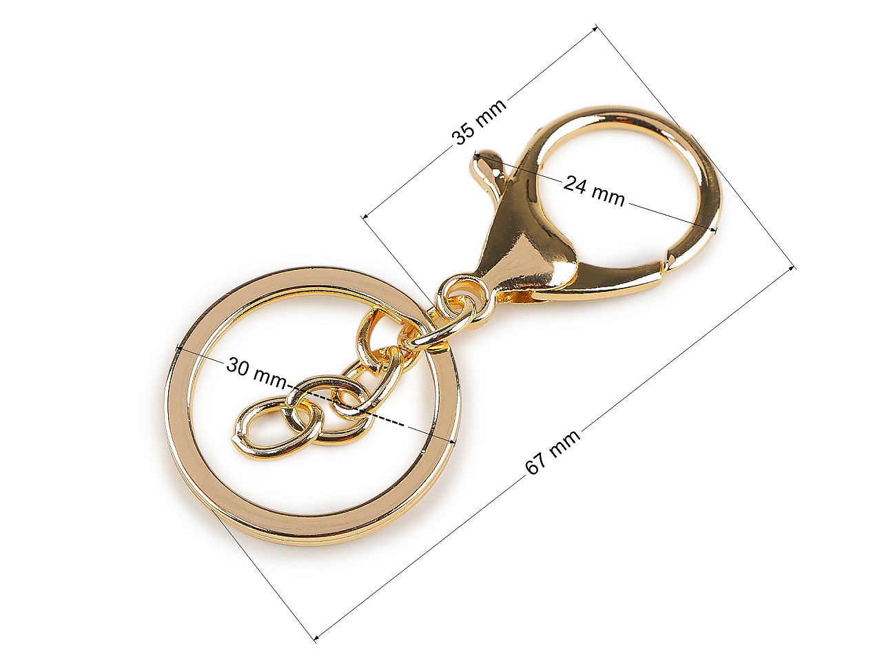 Carabină cu inel și lanț - Auriu (1 Bucată)